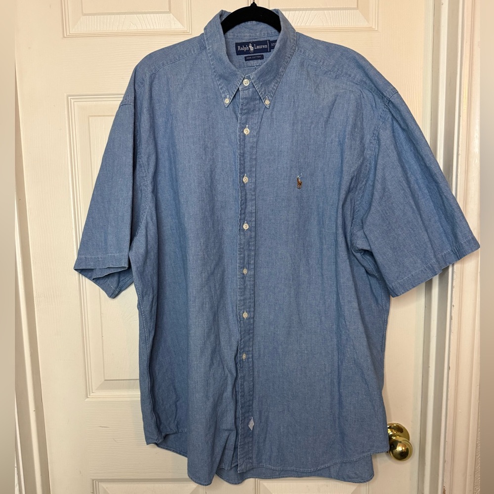 Vintage Ralph Lauren Chambray @Y2K  XXL Men’s 100% cotton short-sleeved shirt